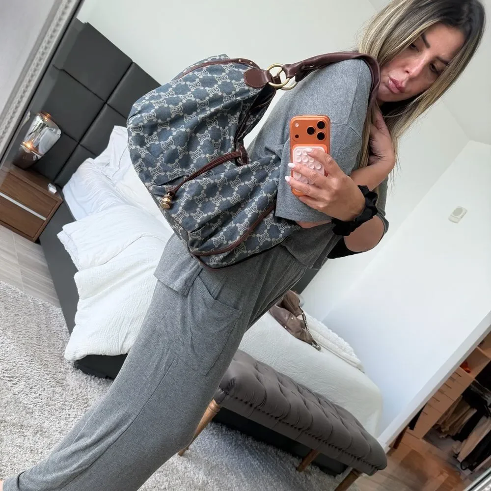 Celine Blue and Brown Monogram Tote
